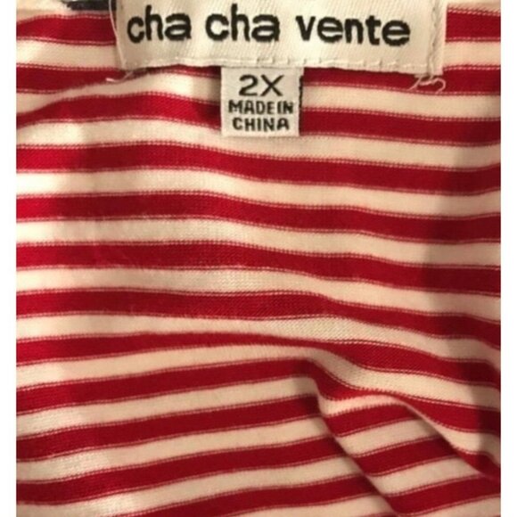 Cha Cha Vente +2X Red-Blue Striped Scoop Neckline Double Layered Tunic Tank Top - Picture 6 of 6